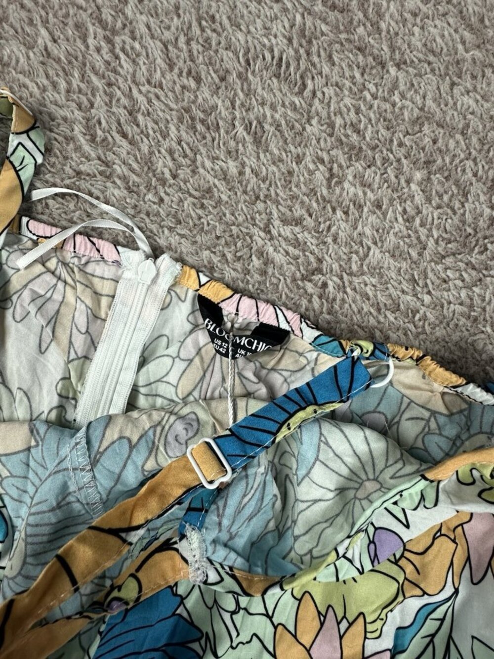 NWT BloomChic Womens Size 12 Wide Leg Jumpsuit Retro Floral Boho Pocket - Picture 11 of 16